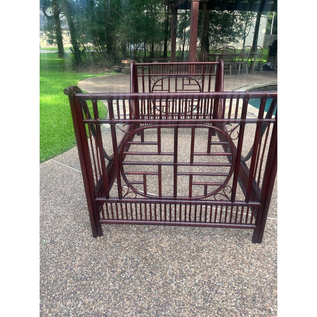 Vintage Rattan and Cane Chinoiserie Sleigh Bed/Daybed For Sale - Image 4 of 10