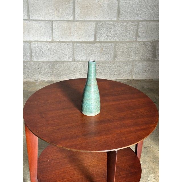 Gorgeous vintage studio pottery vase in a beaker form. Vase features a soft blue/ green/ turquoise colors. Nicely textured...