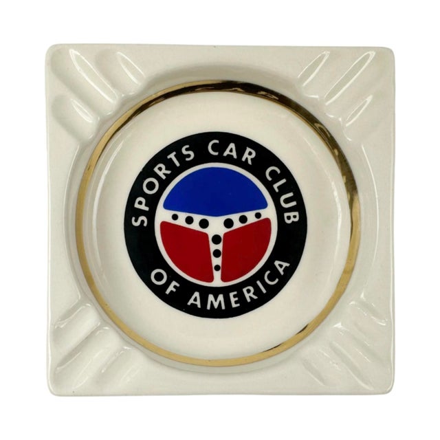 Ivory Vintage Sports Car Club of America Ceramic Ashtray For Sale - Image 8 of 8