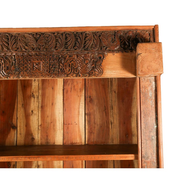 Rustic Indian Teak Doorframe Now Bookcase, 19th Century. With Later Elements For Sale - Image 3 of 14