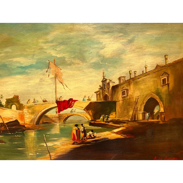 Original oil on canvas by listed Italian artist Araldo Ariano (20th century), signed lower right and dated 1969. This...