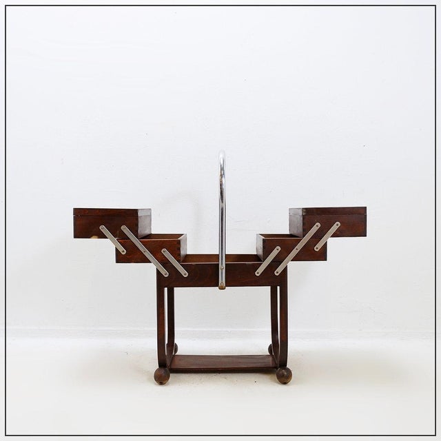 Wood Art Deco Sewing Box from Trock, 1930s For Sale - Image 7 of 13