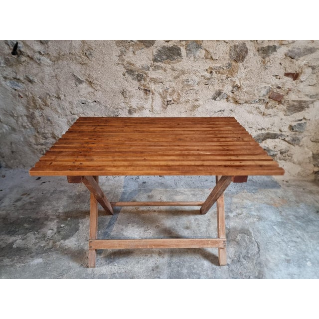 Brown Mid-20th Century Folding Pine Table, 1950s For Sale - Image 8 of 18