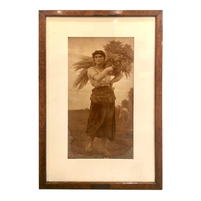 1877 Jules Breton "La Glaneuse" Lithograph in Oak Frame For Sale