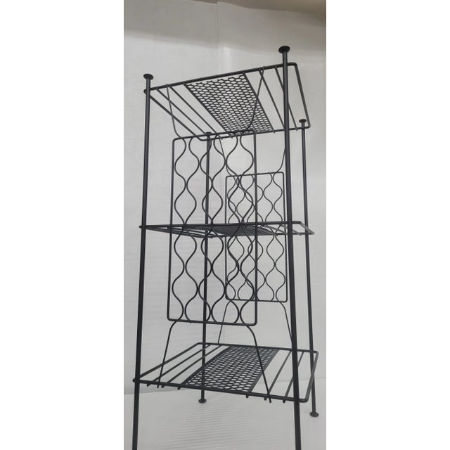 Black 1960s Mid Century Modern Accent Table Mesh Metal Atomic 2 Shelf Stand For Sale - Image 8 of 8