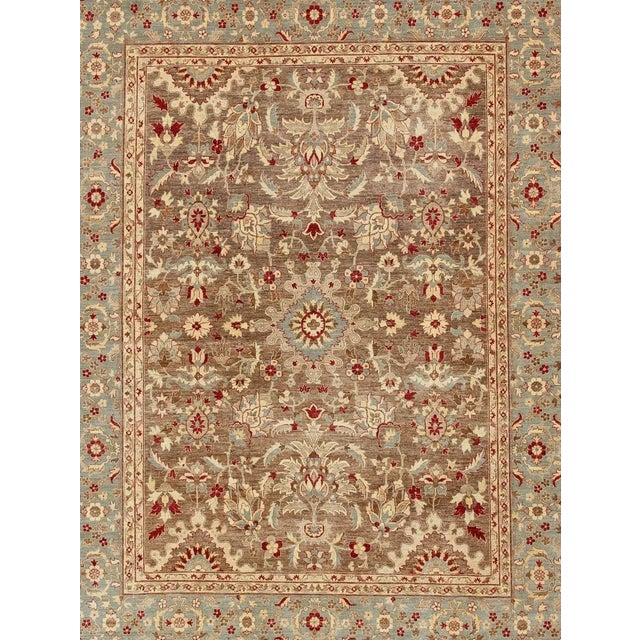 Large Sultanabad Design Vintage Rug With Florals in Brown, Lt. Blue & Red 11' 10" X 14' 9" For Sale - Image 4 of 13