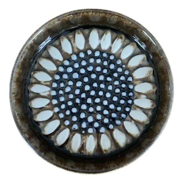 Handmade Sunflower Plate by Sylvia Leuchovius for Rörstrand Atelier, Sweden, 1971 For Sale