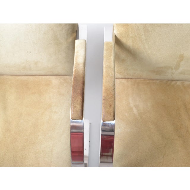 Mies Van Der Rohe for Knoll Beige Ultrasuede Stainless Steel Brno Chairs - Pair For Sale In Miami - Image 6 of 13