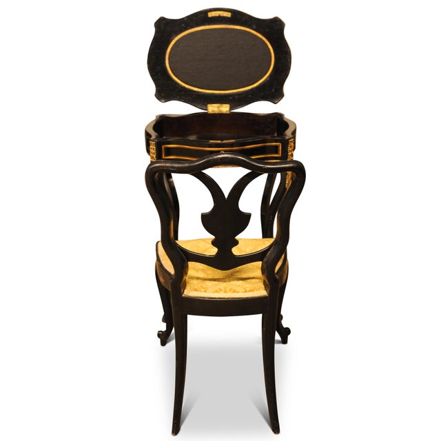 Wood Antique French Ebonised Poudreuse with Mounted Decorative Gilt, 1800s For Sale - Image 7 of 9