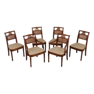 Set of 6 Stickley Cherry Cane Back Dining Chairs For Sale