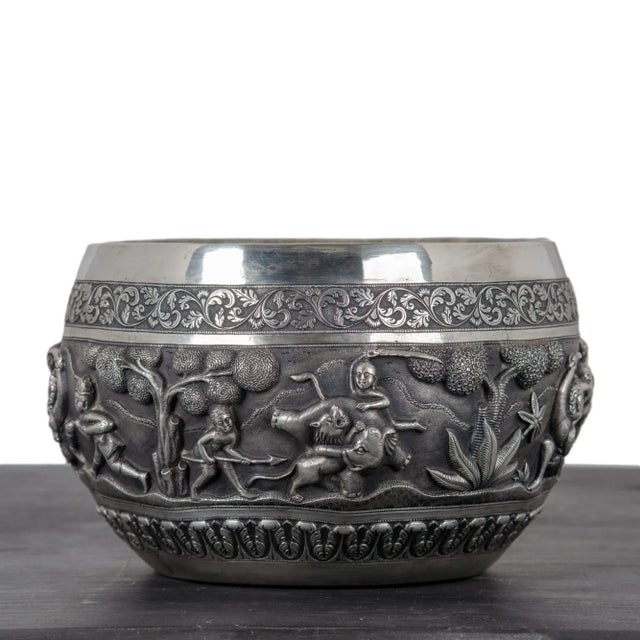 Indian Indian Silver Repoussé Hunting Bowl, Lucknow, 19th Century For Sale - Image 3 of 12