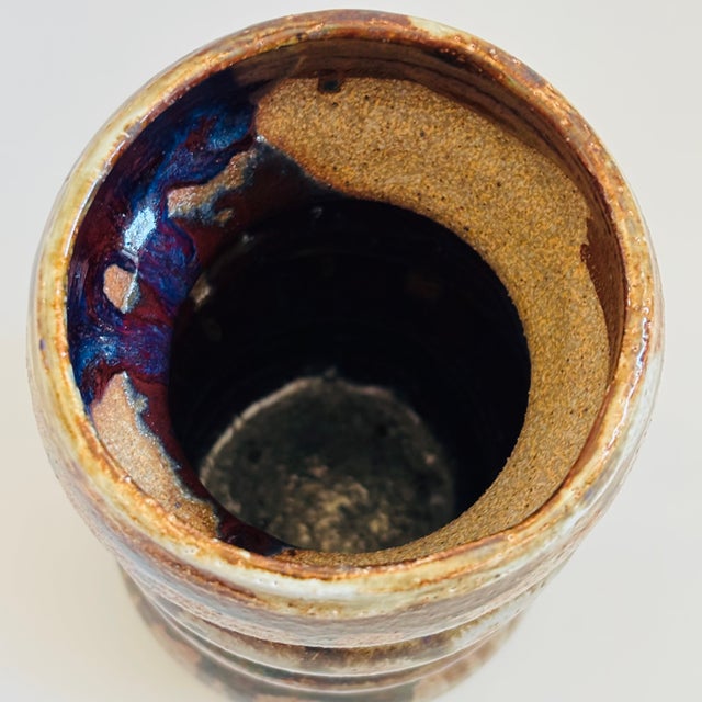 Large Hooped Studio Pottery Vase For Sale - Image 9 of 10