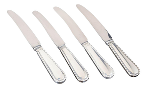 Knives in Silver and Stainless Steel. Beaded Pattern by Georg Jensen, 1930s, Set of 4