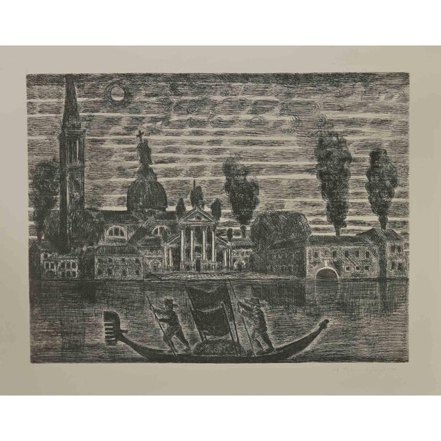 Gianpaolo Berto, Gondoliers in Venice, Etching, 1974 Chairish