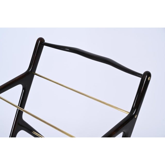 Mid-Century Italian Trolley Bar Cart in Wood and Glass attributed to Cesare Lacca, 1950s For Sale - Image 9 of 16