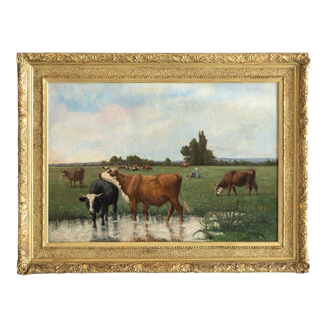 19th C French Cattle Painting | Chairish