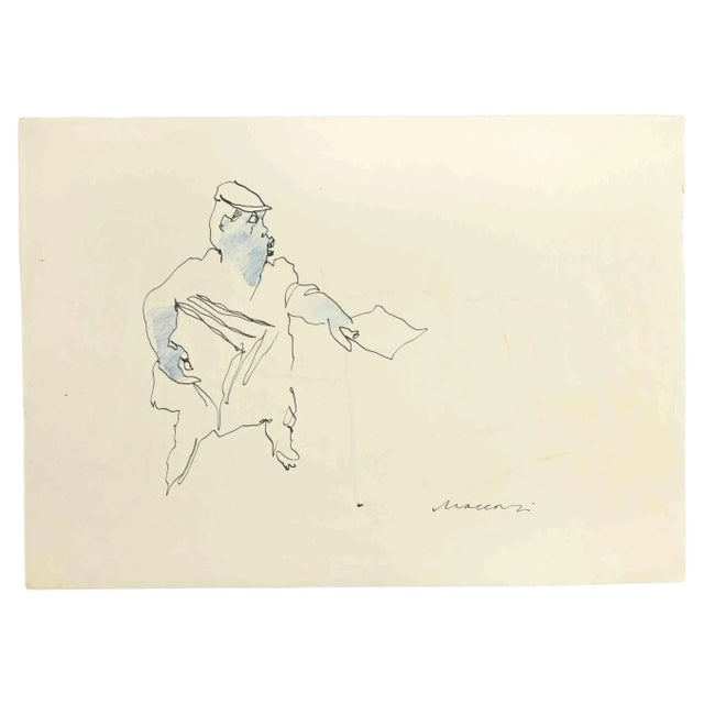 Mino Maccari, Newsie, Drawing in Ink, 1960s For Sale