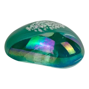 1996 Vintage Triangular Glass Paperweight With Sea Aqua Theme Signed C. Goodman