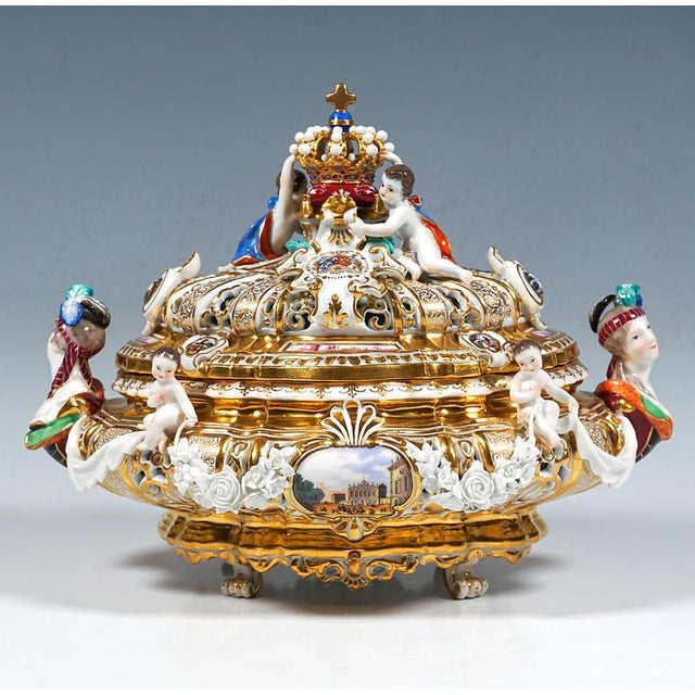 Rococo Lidded Crown Tureen by Maria Josepha for Meissen Drüselkästchen, Austria For Sale - Image 3 of 14