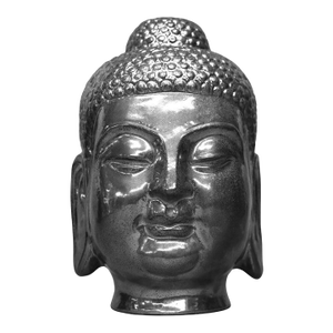 Tibetan Gilt Silver Ceramic Buddha Head Sculpture 20th C