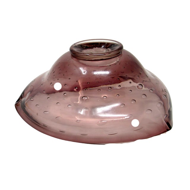 Glass Vintage Amethyst Glass Catch-All With Controlled Bubbles For Sale - Image 7 of 11