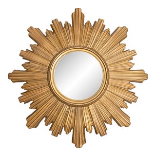 Vintage French Gilt Sunburst Mirror For Sale