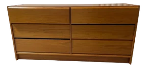 Walnut Six-Drawer Credenza or Cabinet in the Style of Bassett, 20th Century