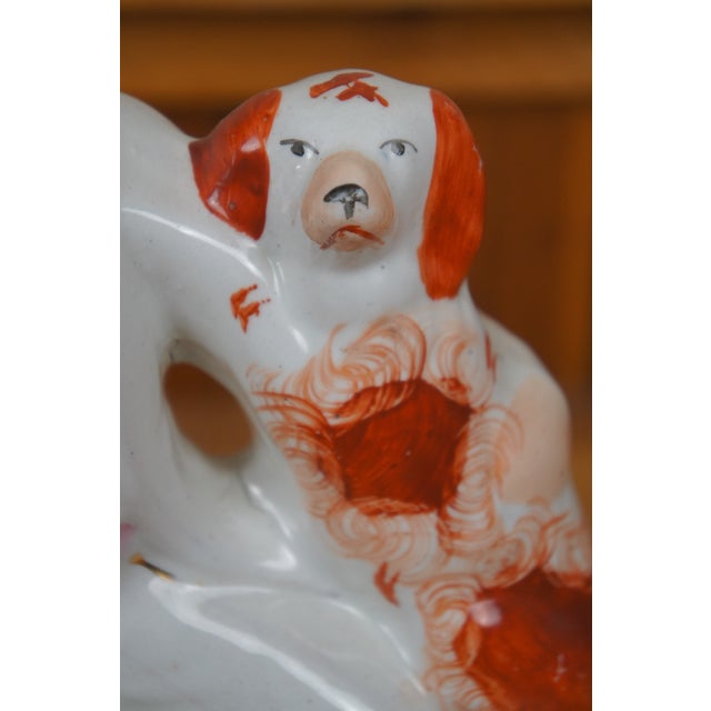 White Antique Staffordshire Troubadour Man & King Charles Spaniel Figurine For Sale - Image 8 of 12