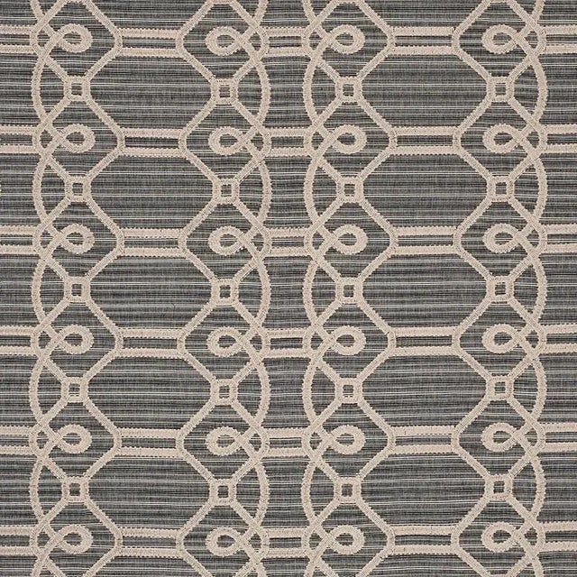 Sample - Schumacher Ziz Embroidery Fabric in Coal For Sale