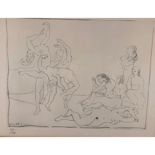 Vintage lithograph by Pablo Picasso, titled Danses (Dances), created on February 13, 1954. This striking work features a...