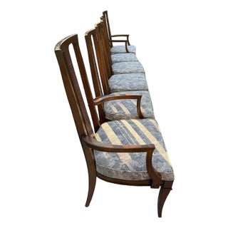 Set of 6 1960s Triune Dining Chairs – Mid-Century Modern Walnut & Cane Attributed to Drexel For Sale