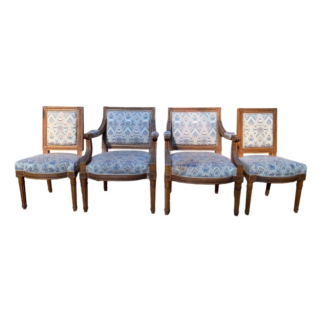 Antique Chairs in Carved Wood, 1890s, Set of 4 For Sale
