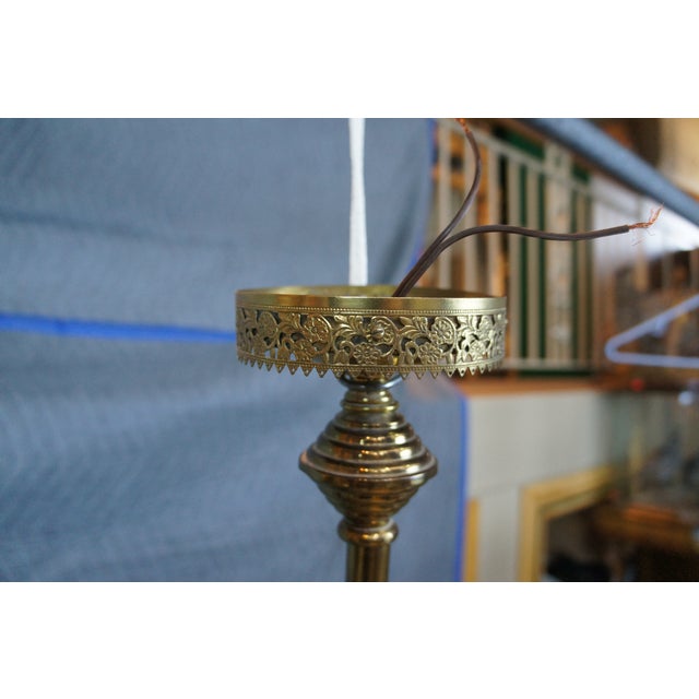 Antique Victorian Converted 4 Light Hurricane Candlestick Pendant Chandelier 36" For Sale - Image 15 of 16