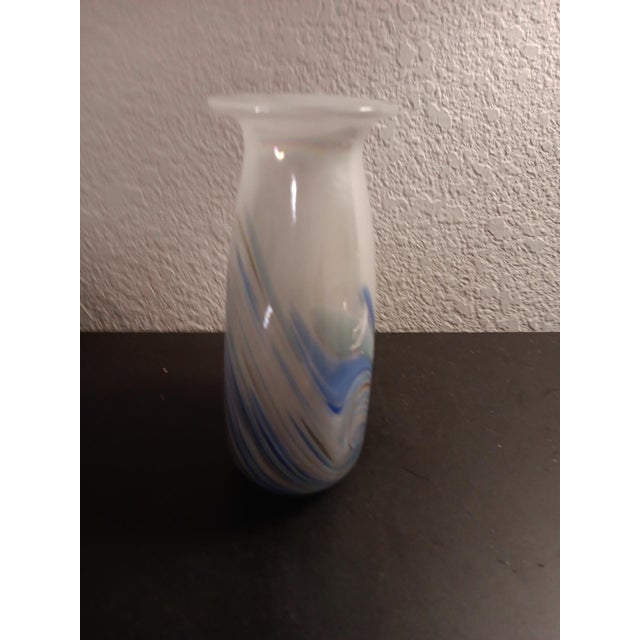 1980s 1980s Art Glass Studio Pulled Feather Iridescent Vase For Sale - Image 5 of 5