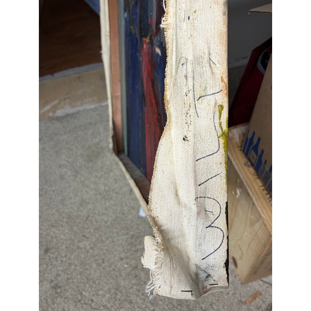 Red 1960s "Pan of Bolts" and on Verso Joan Brown Swimming W/Manuel Neri Walking by Sally Kissinger Wilt For Sale - Image 8 of 8