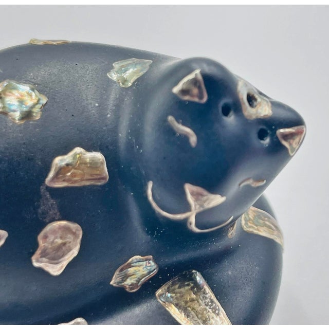 1980s Pure Silver & Porcelain Cat Salt and Pepper Set by Emilia Castillo For Sale - Image 12 of 18