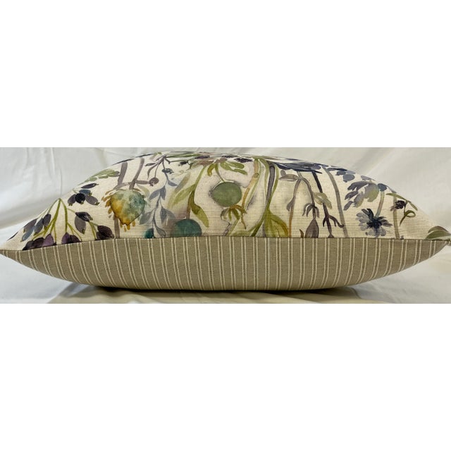 20" Square Decorative Throw Pillow Decorated With a Muted Purple & Tan Water Color Look Floral Pattern - Made in the U K For Sale - Image 9 of 12