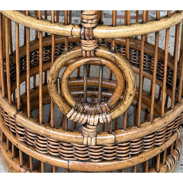 Vintage Boho Chic Bamboo and Rattan Birdcage For Sale - Image 4 of 11