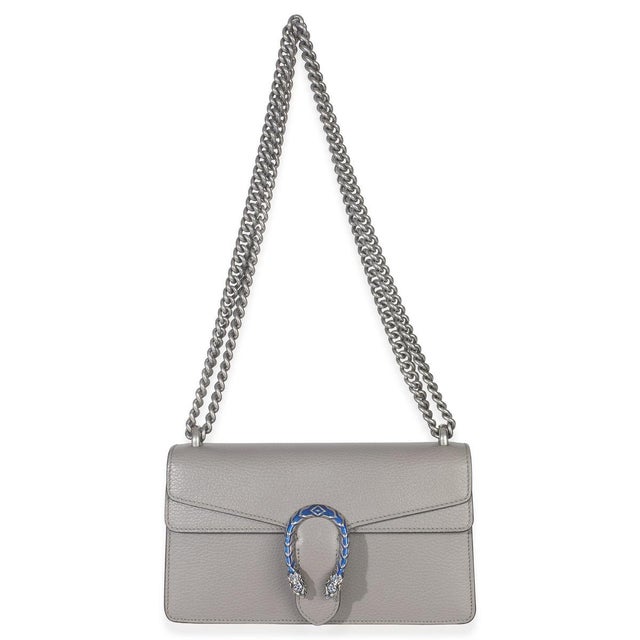 Gray Dusty Grey Pebbled Calfskin Small Dionysus Shoulder Bag For Sale - Image 8 of 9