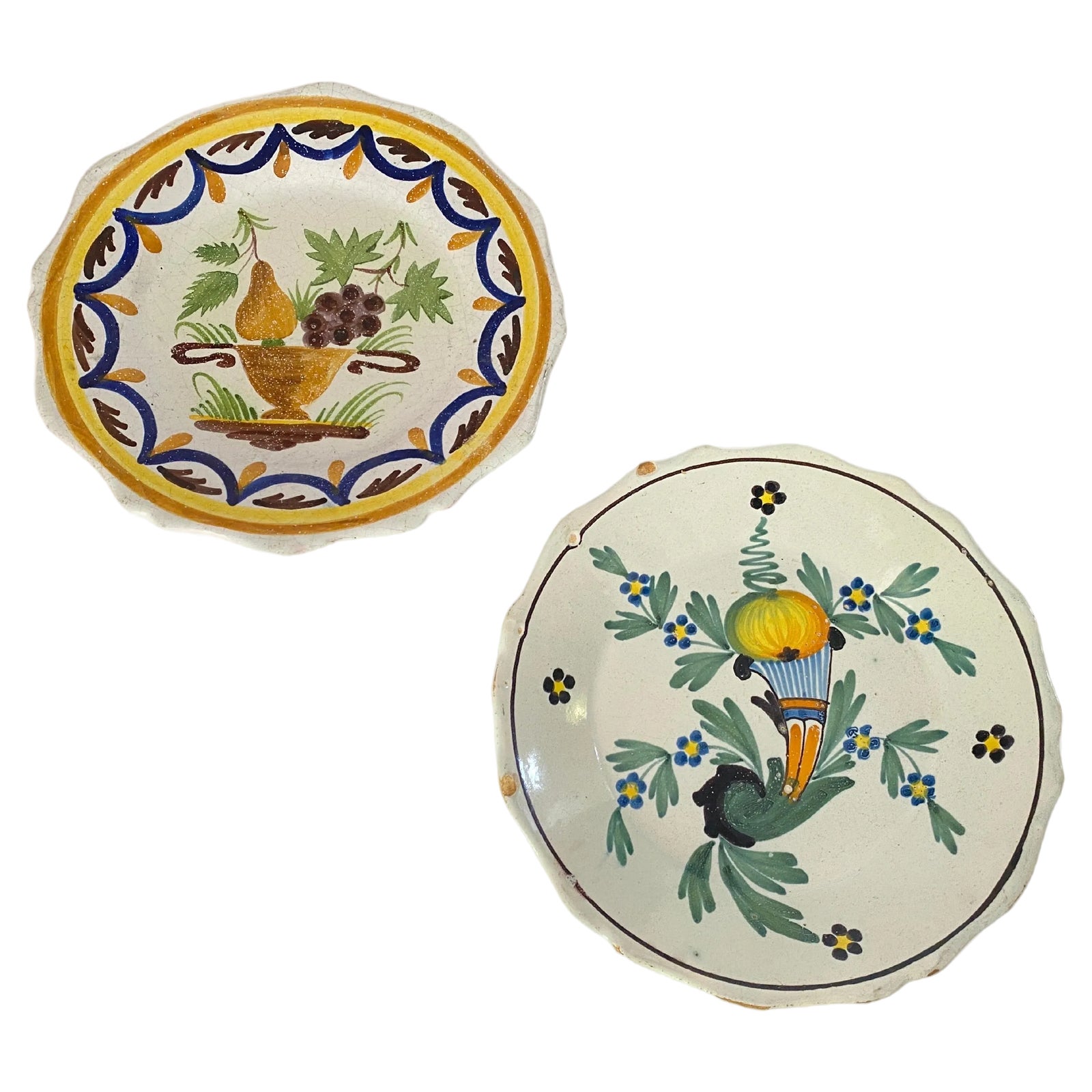 Plates in French Faïence Yellow and Green, Set of 2 Chairish