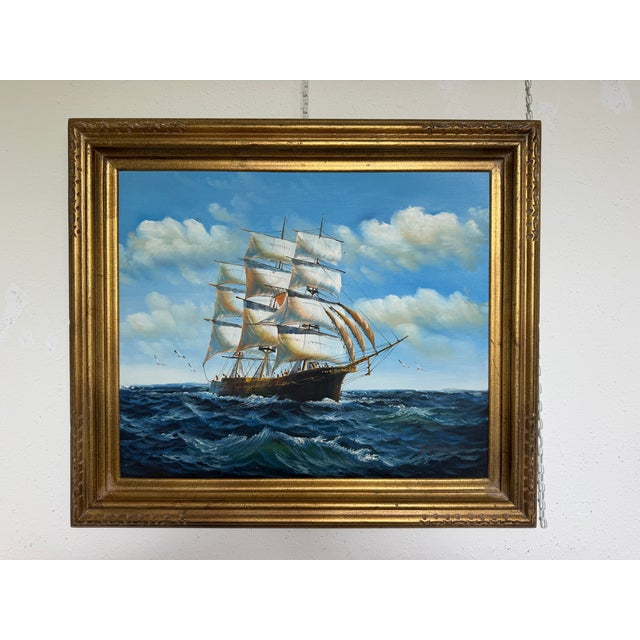 K.Dossi Original Sailing Ship Oil Painting, Nautical Seascape, Maritime Art For Sale In Jacksonville, FL - Image 6 of 12