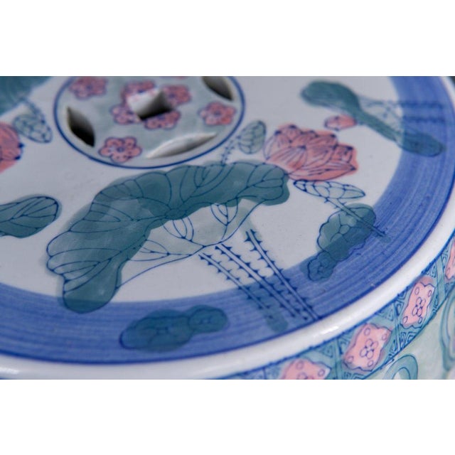 Porcelain Stool with Floral Decor For Sale - Image 5 of 14