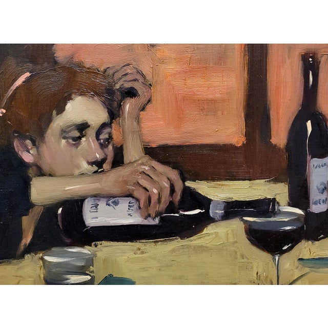 Malcolm Liepke -Girl Getting Drunk on Red Wine -Oil Painting For Sale - Image 4 of 7