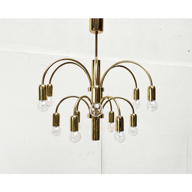 Vintage German Brass Chandelier from Star Leuchten, 1970s For Sale - Image 18 of 18