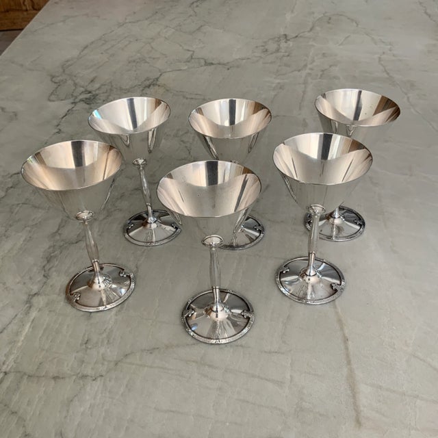 Silver Early 20th Century Wilcox Silver-Plate Cocktail Glasses With "H" Monogram - Set of 6 For Sale - Image 8 of 8