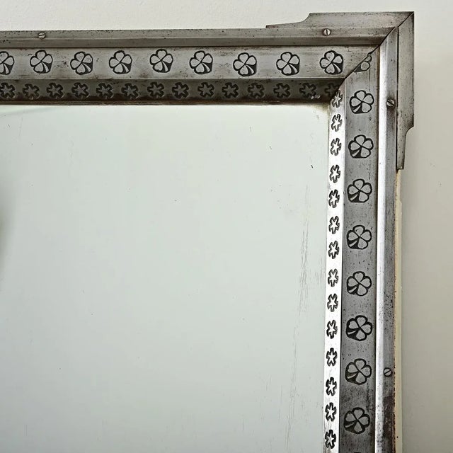 Metal French Early 20th Century Steel Framed Mirror For Sale - Image 7 of 10