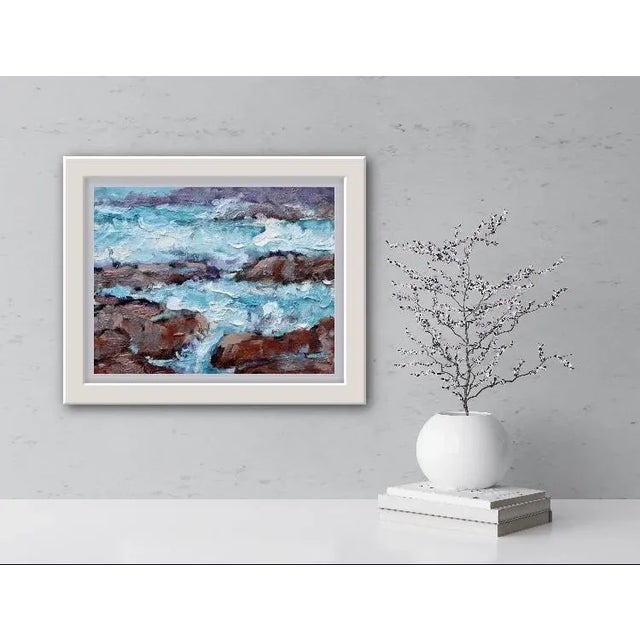 2020s Pacific Coast Rocks - Expressionist Seascape Oil Painting For Sale - Image 5 of 8
