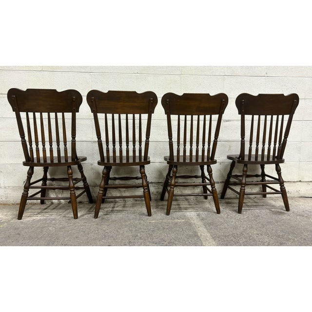 Vintage Oak Lion Head Press Back Traditional Dining Chairs - Complete Set of 4 For Sale - Image 10 of 11