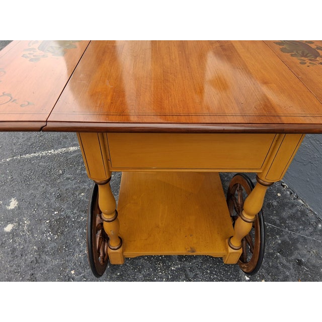 1940's Traditional Style Rolling Trolley Dry Bar Cart by Heywood Wakefield For Sale - Image 10 of 12