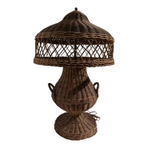 Antique Wicker Arts & Crafts Table Lamp – Early 20th Century